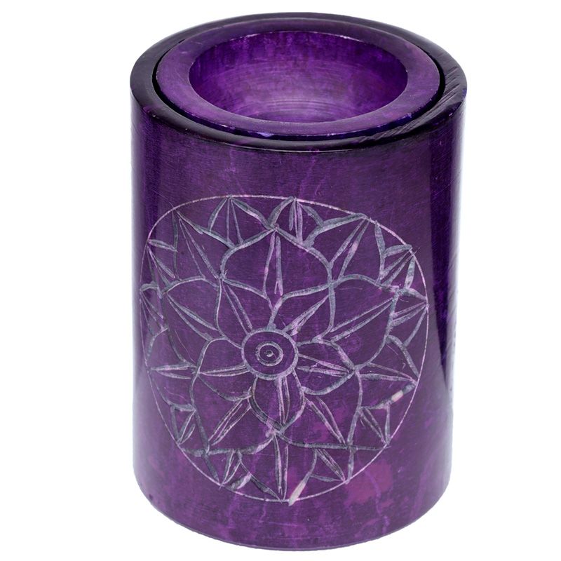Chakra soapstone oil burner, purple